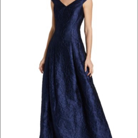 Teri Jon by Rickie Freeman Jacquard Satin Ball Gown - Picture 2 of 9